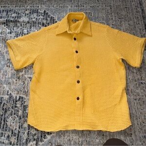 ANIM Waffle Knit button up cotton t shirt medium